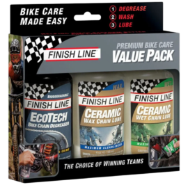 KIT FINISH LINE DESENGRASANTE + LUBRICANTE CERAMIC HUMEDO + CERAMIC CERA