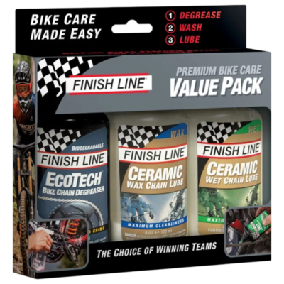 KIT FINISH LINE DESENGRASANTE + LUBRICANTE CERAMIC HUMEDO + CERAMIC CERA